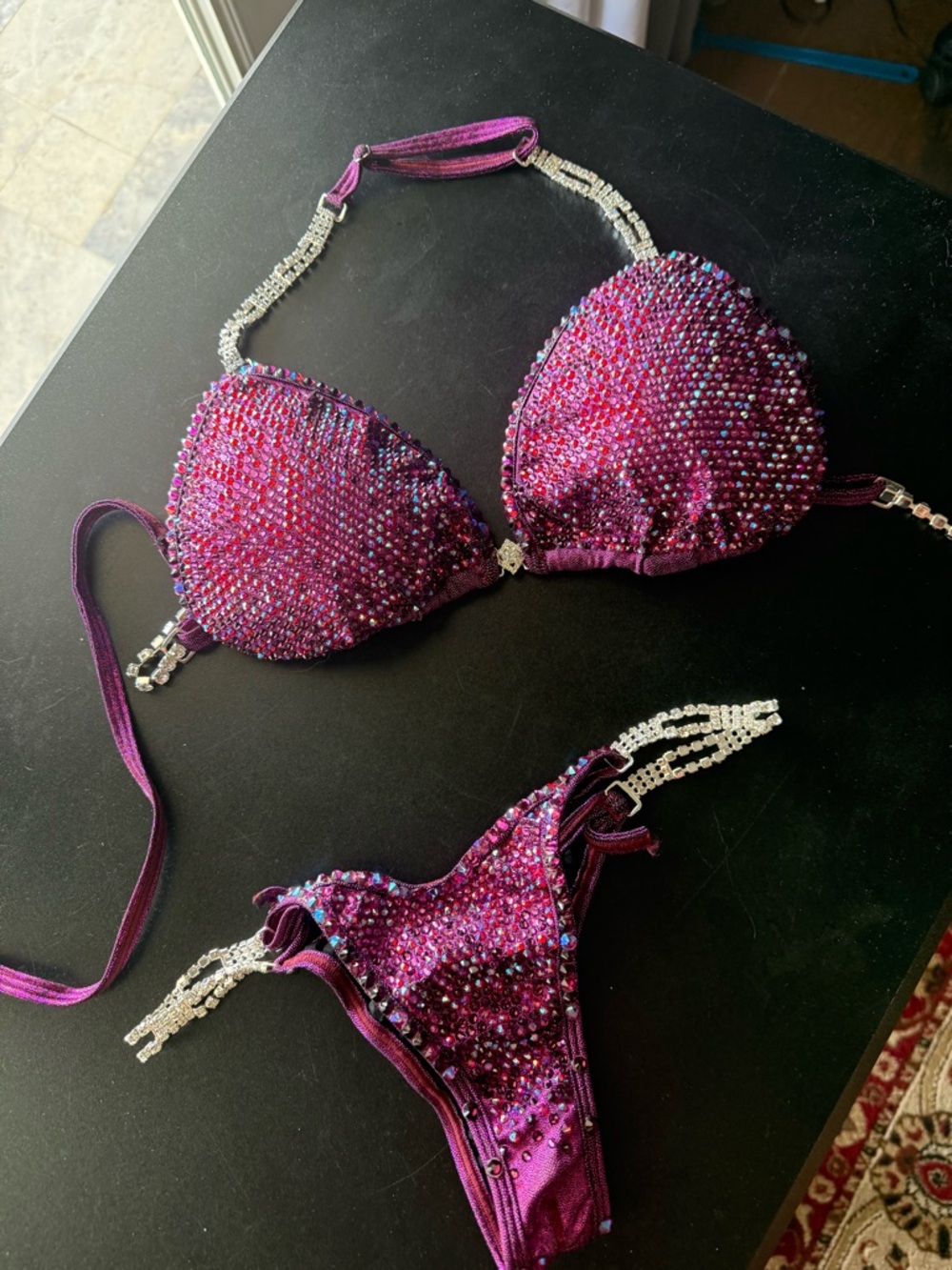 Purple Rhinestone Embellished Bikini Set - Picture 2 of 10